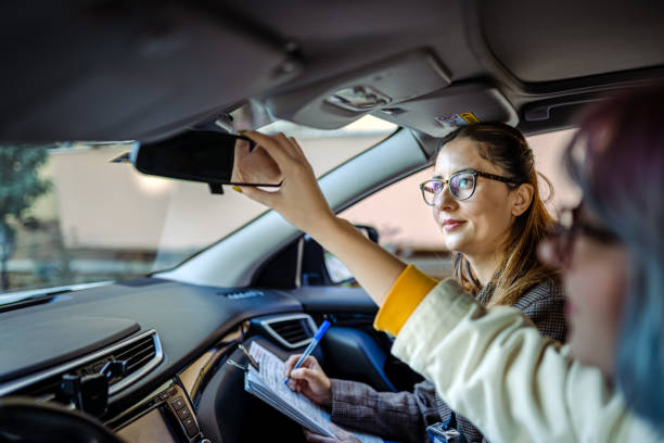 female driving instructor